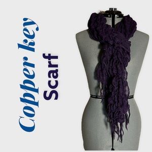 Copper Key purple woven scrunch scarf with fringe